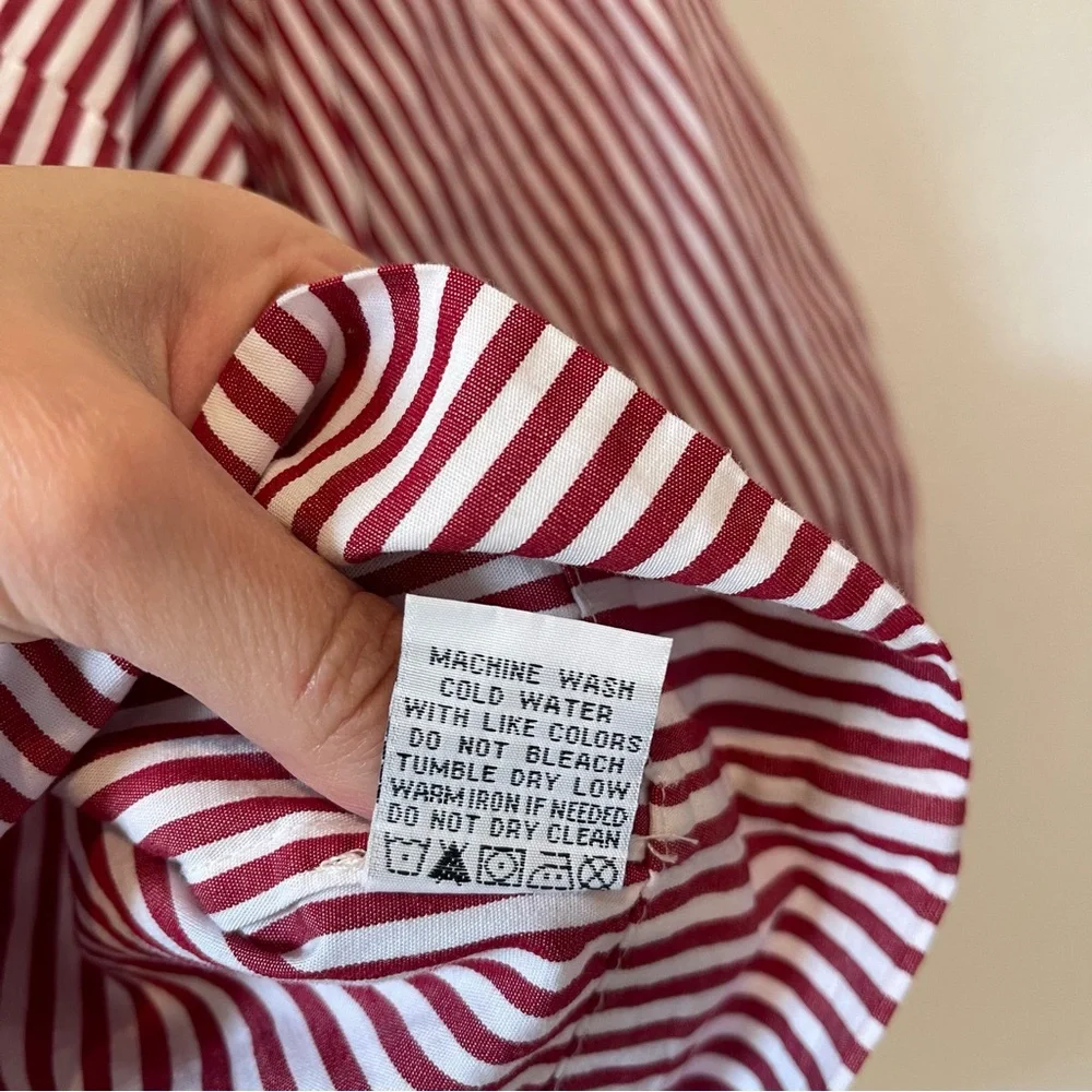 Velvet Heart Striped Top sz Medium Red White Bow Front Cropped Puff Sleeve - Picture 4 of 9